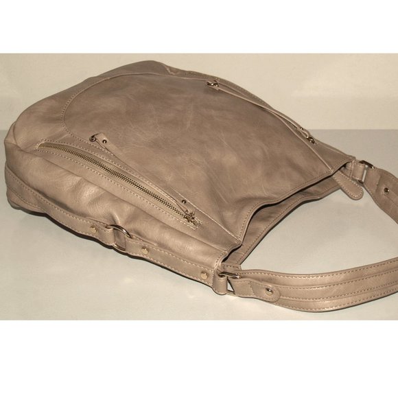 Madison West Large Vegan Leather Shoulder Tote Bag - Tan - Picture 4 of 10